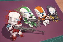 Load image into Gallery viewer, Chibi Delta Squad, 13"x19", Republic Commando/Castle Crashers, Fan Art, Crossover, Art Print