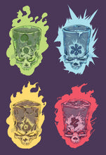 Load image into Gallery viewer, Castle Crashers Halo Skulls, Crossover Illustration, Green Knight, Orange Knight, Red Knight, Blue Knight, 13"x19"/19"x13", Fan Art, Art Print
