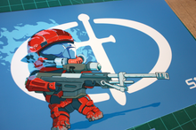 Load image into Gallery viewer, Chibi Spartan S17, 13"x19", Halo: Reach, Noble 6, SPARTAN-B312, Fan Art, Art Print
