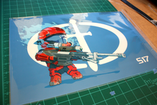 Load image into Gallery viewer, Chibi Spartan S17, 13"x19", Halo: Reach, Noble 6, SPARTAN-B312, Fan Art, Art Print