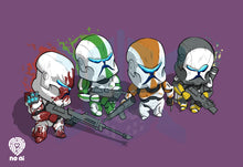 Load image into Gallery viewer, Chibi Delta Squad, 13&quot;x19&quot;, Republic Commando/Castle Crashers, Fan Art, Crossover, Art Print
