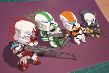 Load image into Gallery viewer, Chibi Delta Squad, 13&quot;x19&quot;, Republic Commando/Castle Crashers, Fan Art, Crossover, Art Print
